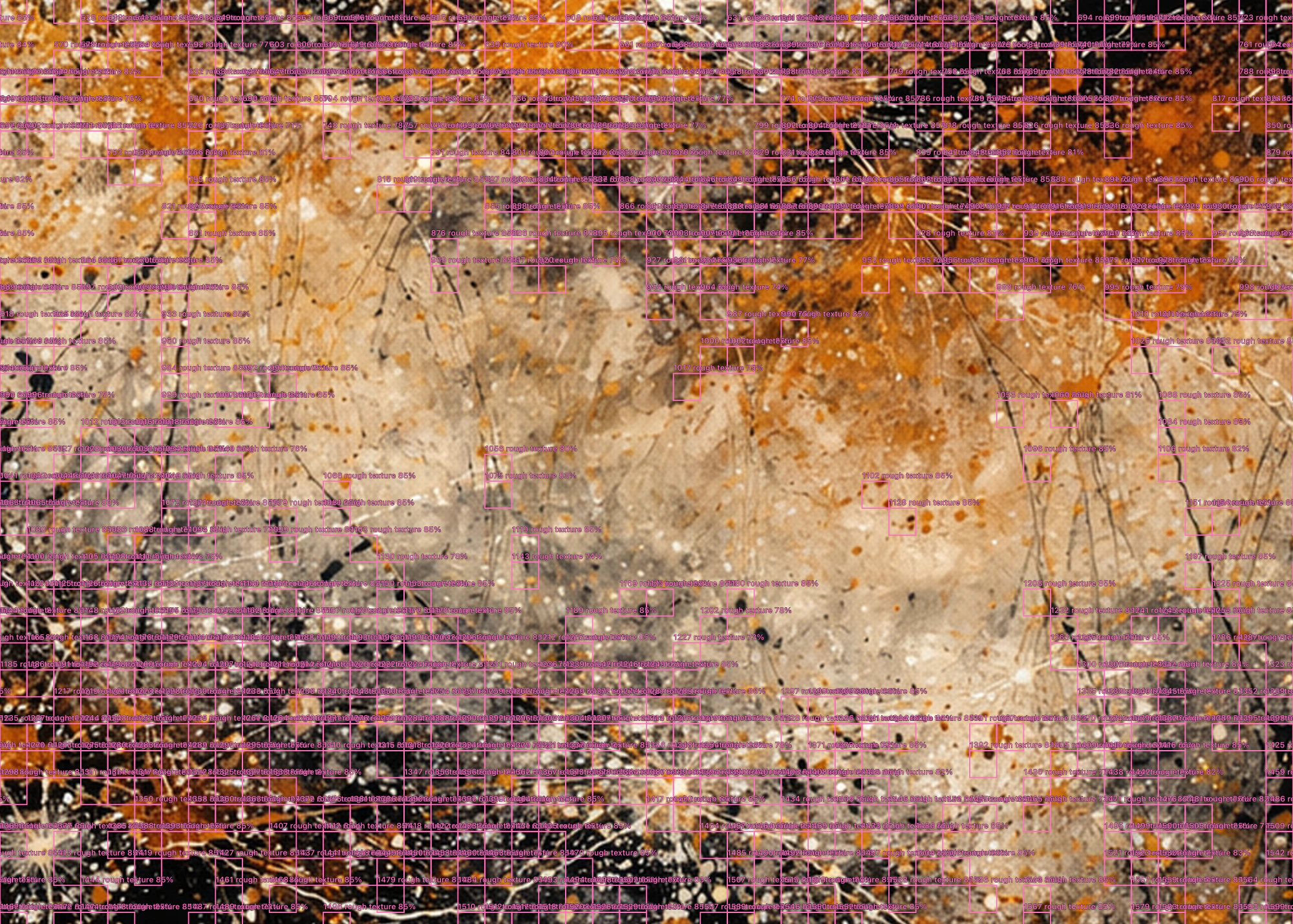 A burnt orange and beige texture ruled across with magenta lines